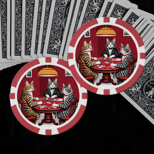 Tabby Cats Playing Poker Chips