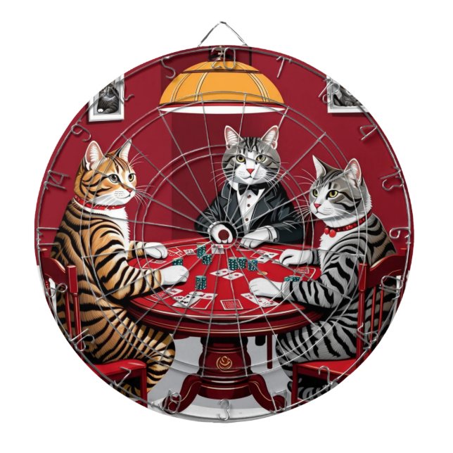 Tabby Cats Playing Poker Dart Board (Front)
