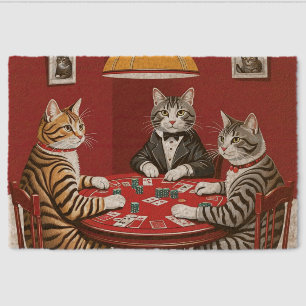 Tabby Cats Playing Poker Fiber Doormat