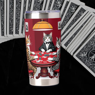 Tabby Cats Playing Poker Insulated Tumbler