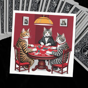 Tabby Cats Playing Poker Napkins