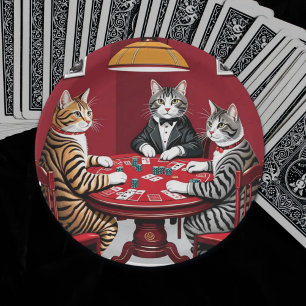 Tabby Cats Playing Poker Paper Plates