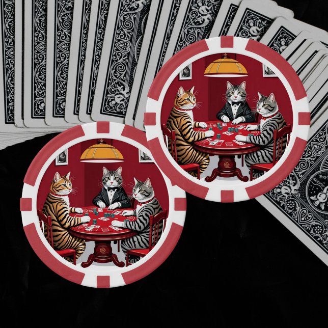 Tabby Cats Playing Poker Poker Chips (Creator Uploaded)