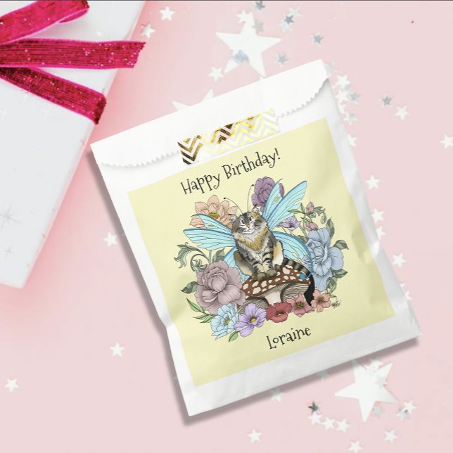 Tabby Fairy Cat Mushroom Floral Favor Bag (Creator Uploaded)
