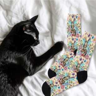 Tabby Fairy Cay Mushroom Floral Socks