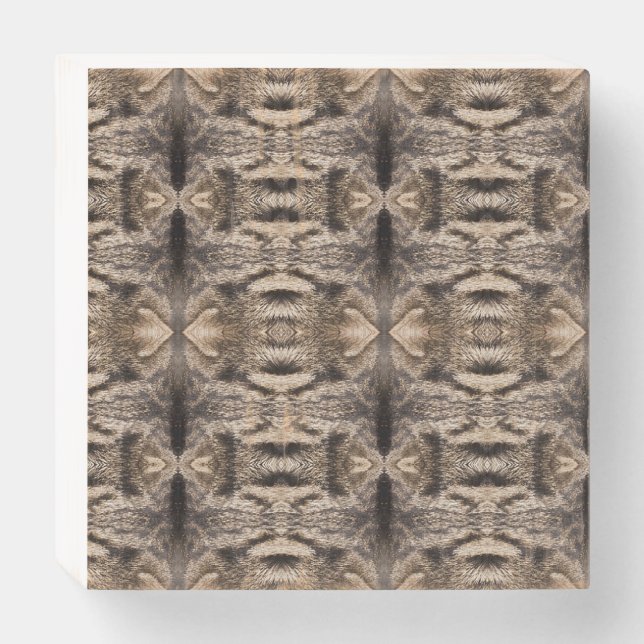 Tabby furry brown geometric art design  wooden box sign (Front Vertical)