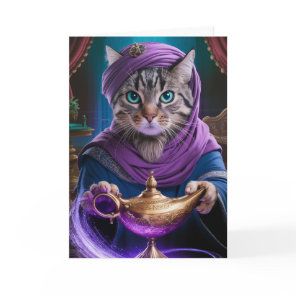 Tabby Genie Folded Greeting Card