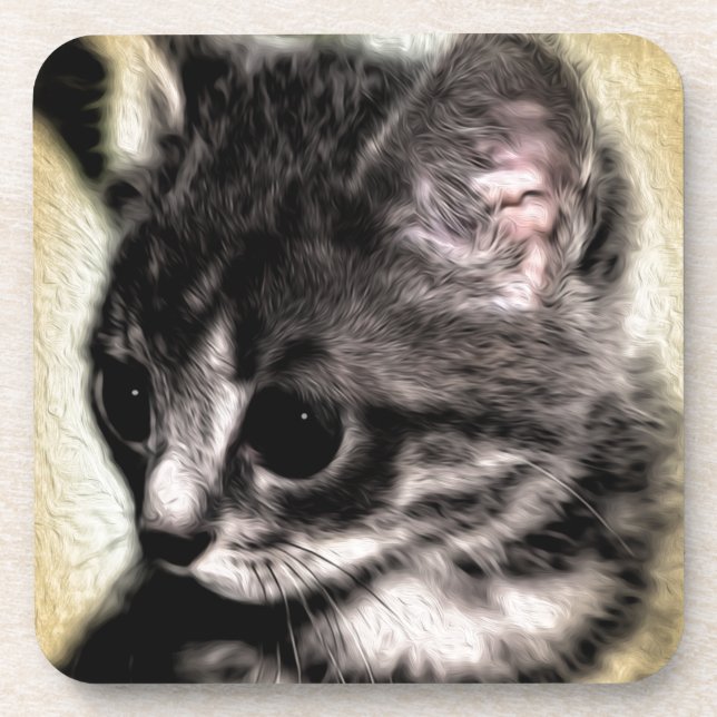 Tabby Kitten Beverage Coaster (Front)