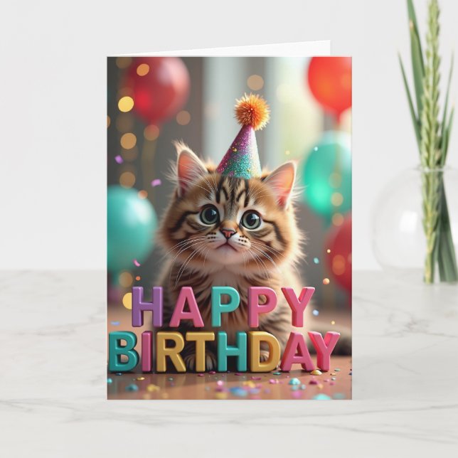 Tabby Kitten Birthday Fun Card (Front)
