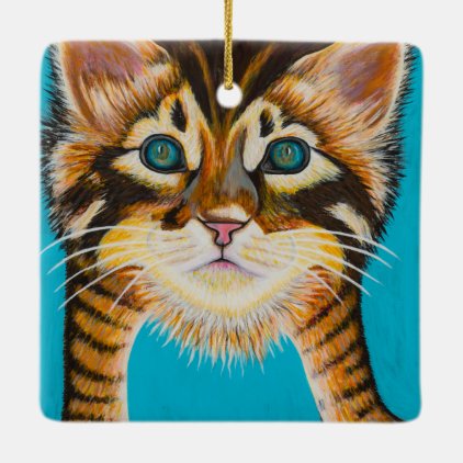 Tabby Kitten Ceramic Ornament