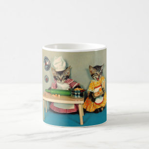 tabby kitten chef and tabby kitten assistant coffee mug