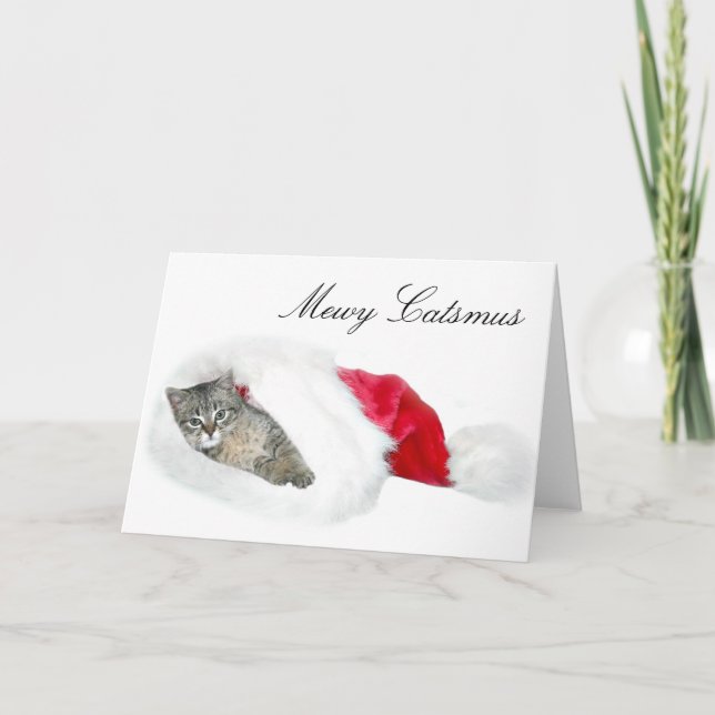 Tabby kitten Christmas Holiday Card (Front)