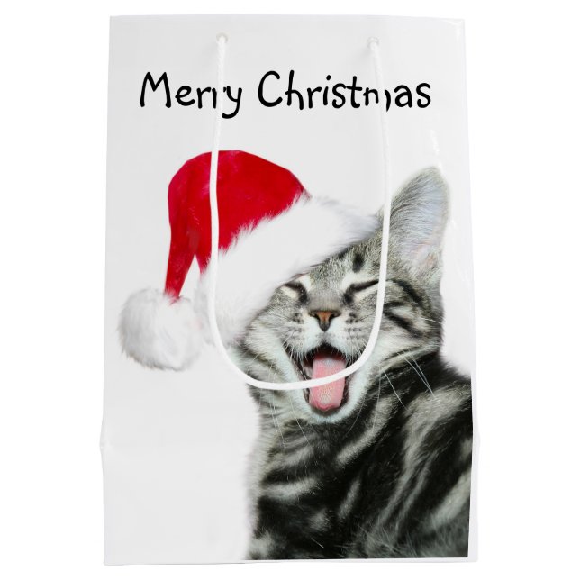 Tabby kitten Christmas Medium Gift Bag (Back)
