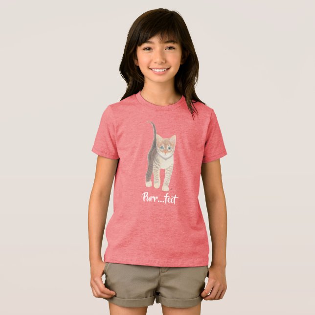 Tabby Kitten Girl's Tri-Blend Shirt (Front Full)