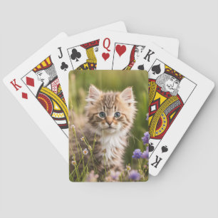 Tabby Kitten In Wildflowers Poker Cards