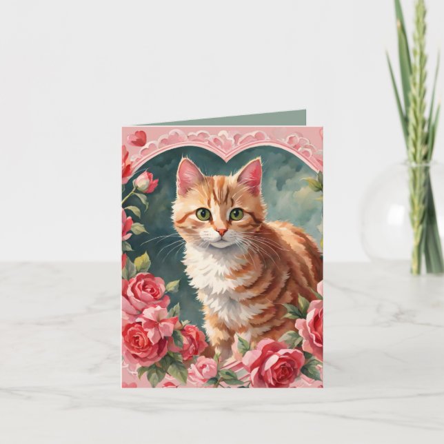 Tabby Kitten Meow-velous Valentine Card (Front)