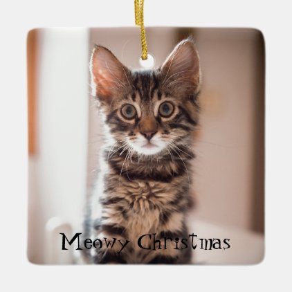 Tabby Kitten on the Table | Meowy Christmas Ceramic Ornament