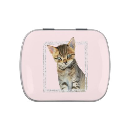 Tabby Kitten Painting with Faux Marble Frame Candy Tins