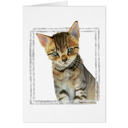 Tabby Kitten Painting with Faux Marble Frame Card