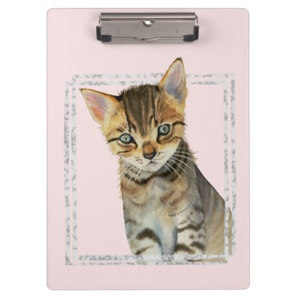Tabby Kitten Painting with Faux Marble Frame Clipboard