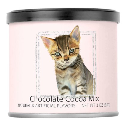 Tabby Kitten Painting with Faux Marble Frame Hot Chocolate Drink Mix