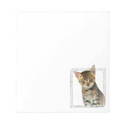 Tabby Kitten Painting with Faux Marble Frame Notepad