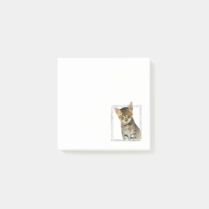 Tabby Kitten Painting with Faux Marble Frame Post-it Notes