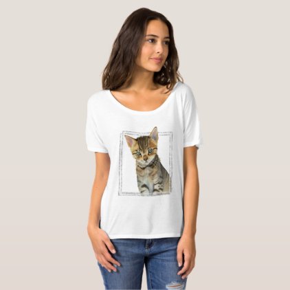 Tabby Kitten Painting with Faux Marble Frame T-Shirt