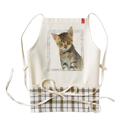 Tabby Kitten Painting with Faux Marble Frame Zazzle HEART Apron