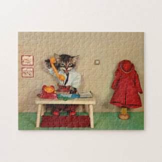 tabby kitten secretary jigsaw puzzle