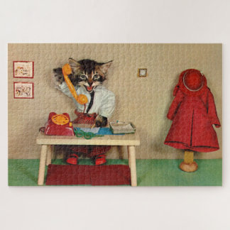 tabby kitten secretary jigsaw puzzle