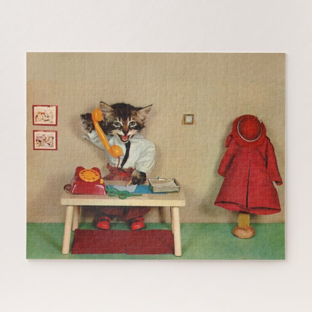 tabby kitten secretary jigsaw puzzle (Horizontal)
