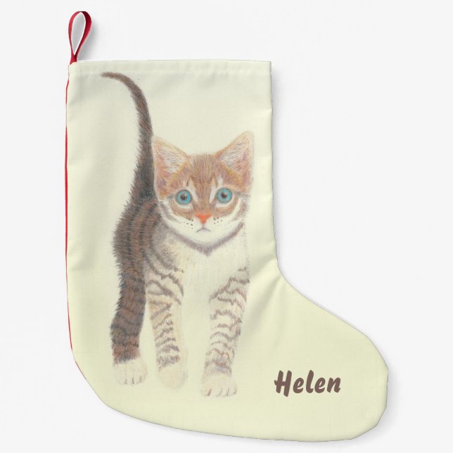 Tabby Kitten Small Christmas Stocking (Front)