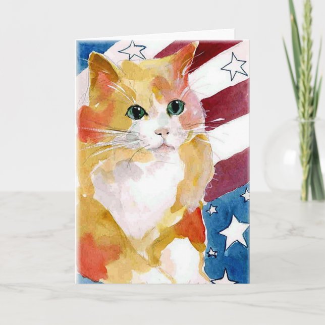 Tabby Kitten Stars & Stripes Card (Front)