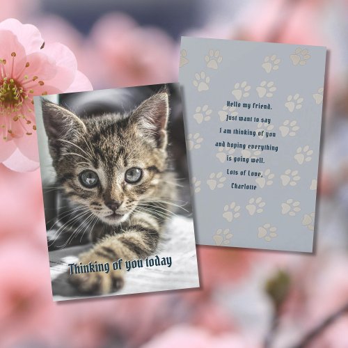 Tabby Kitten Thinking of You Message Card