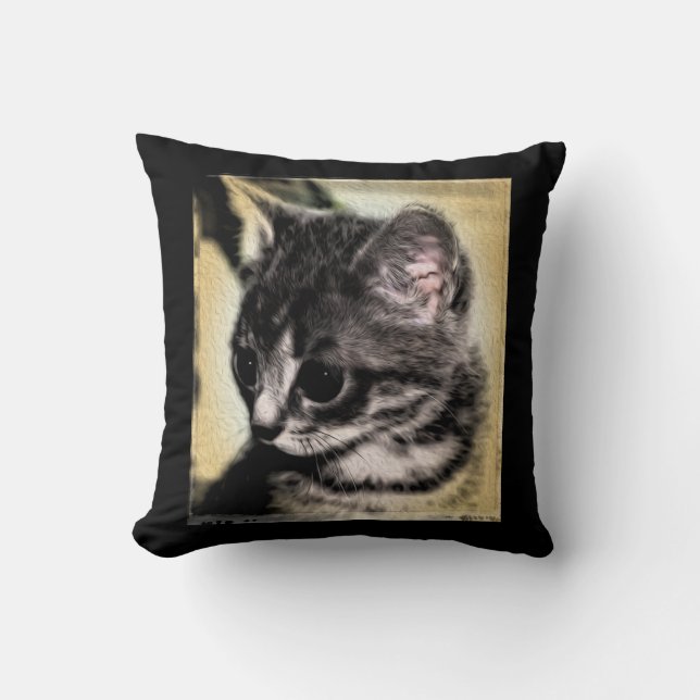 Tabby Kitten Throw Pillow (Front)