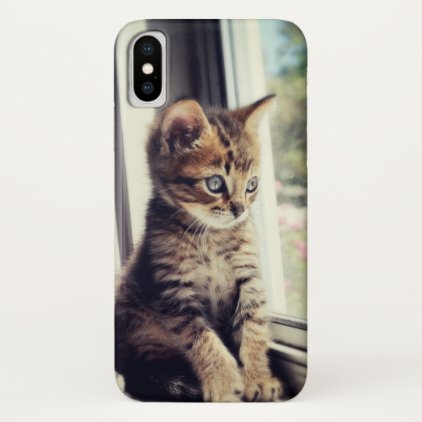 Tabby Kitten Watching Out Window iPhone X Case