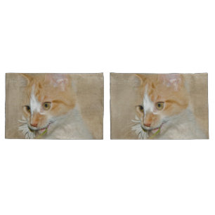 Tabby Kitten With a White Daisy Pillow Case
