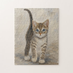 Tabby Kitten With Background Jigsaw Puzzle