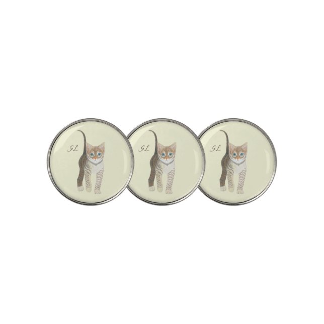 Tabby Kitten With Text Golf Ball Marker (3 Up)