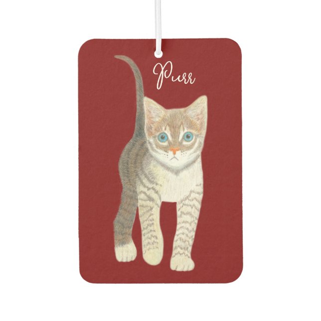 Tabby Kitten With Text Maroon Air Freshener (Front)