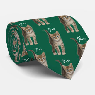 Tabby Kitten With Text Necktie
