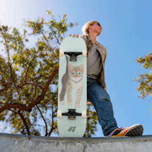 Tabby Kitten With Text Skateboard