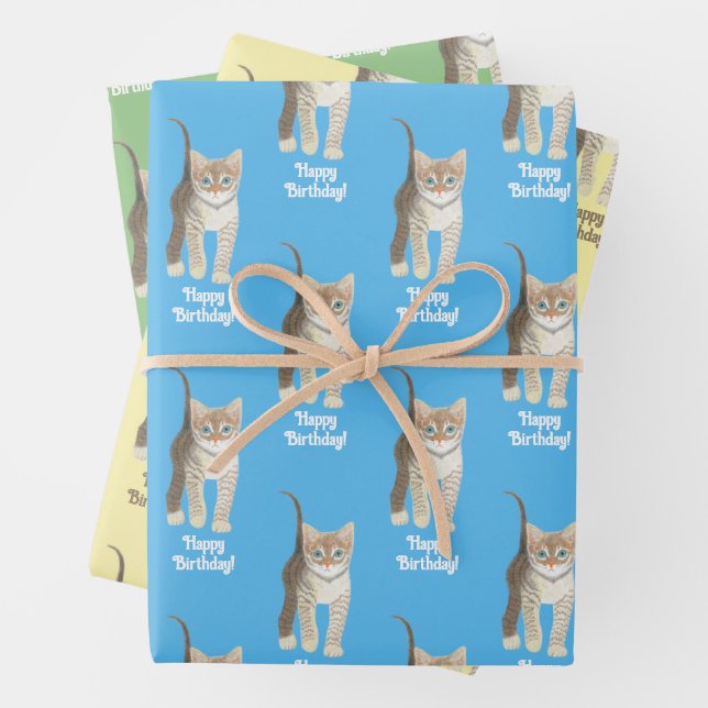 Tabby Kitten Wrapping Paper Sheets Personalize (In situ)