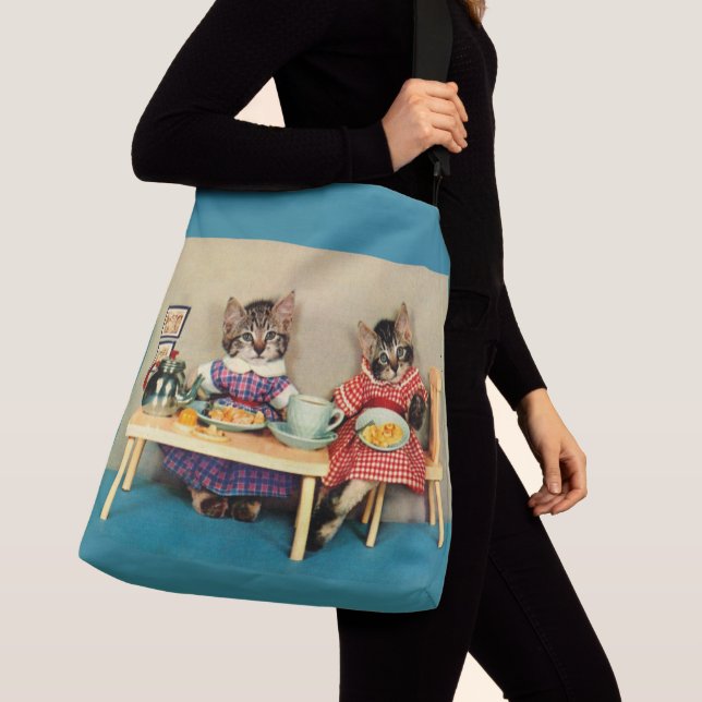 tabby kittens breakfast crossbody bag (Close Up)