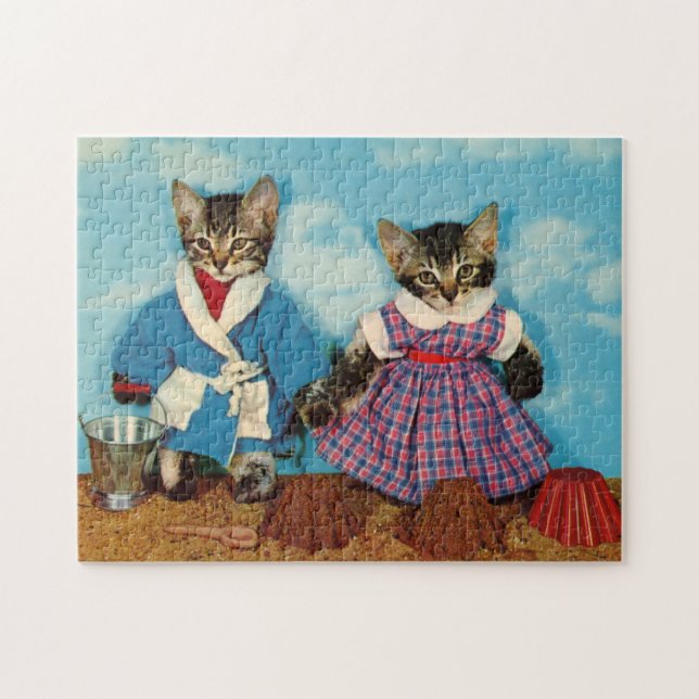 tabby kittens on the beach jigsaw puzzle (Horizontal)