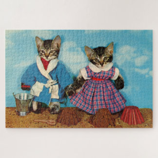 tabby kittens on the beach jigsaw puzzle