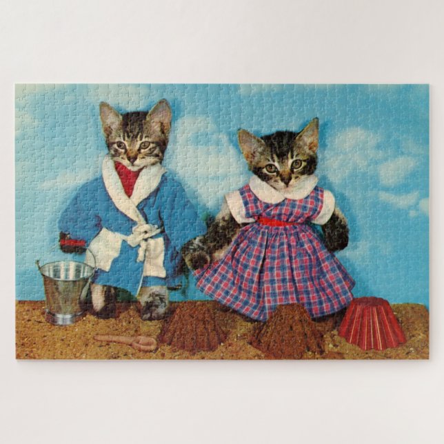 tabby kittens on the beach jigsaw puzzle (Horizontal)