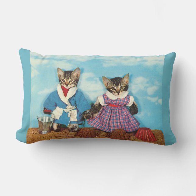 tabby kittens on the beach lumbar pillow (Front)