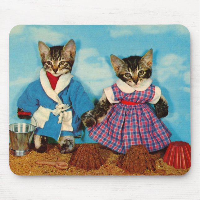 tabby kittens on the beach RPPC Mouse Pad (Front)